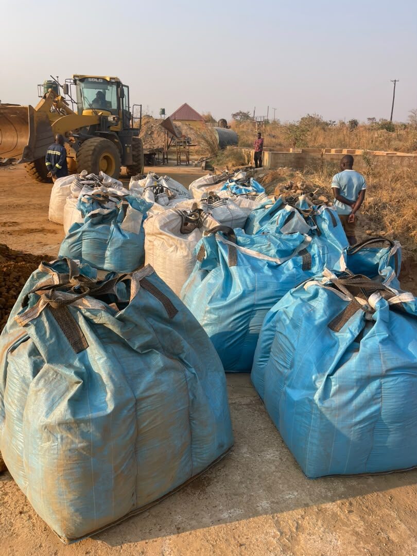 Bagged mineral concentrate ready for dispatch
