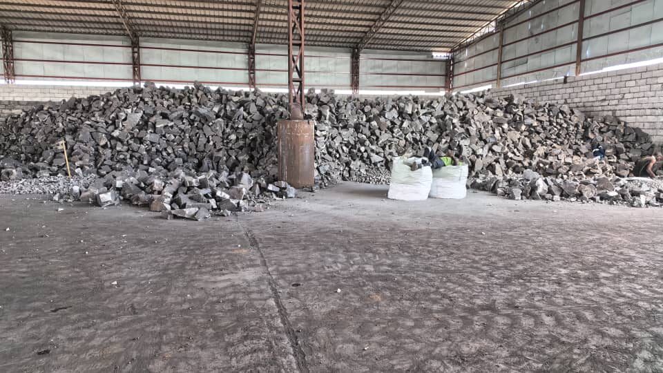 Chrome ore stored under warehouse