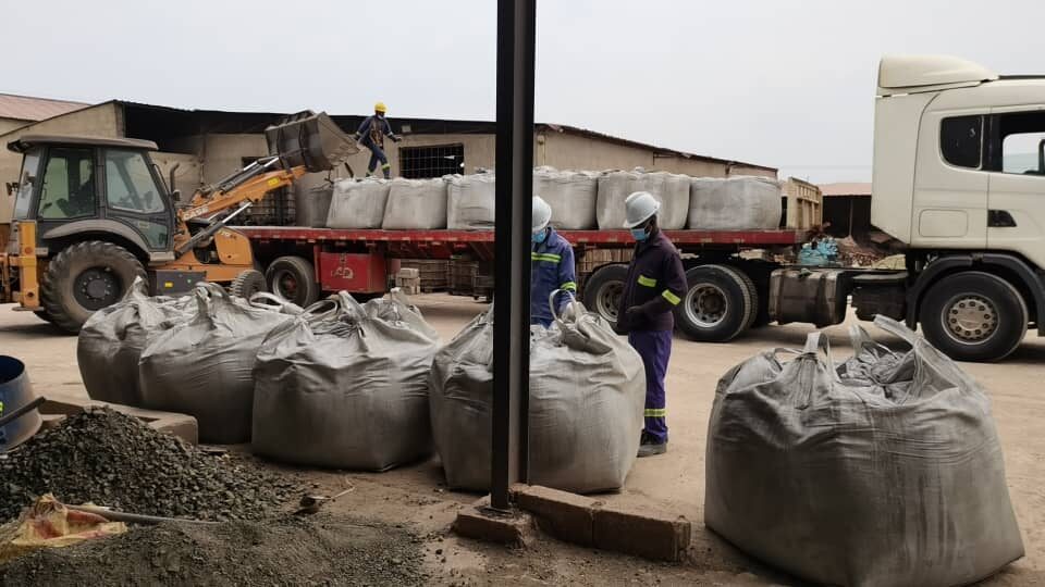 Copper concentrate being loaded for export