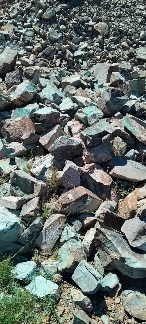 Copper ore with visible malachite staining